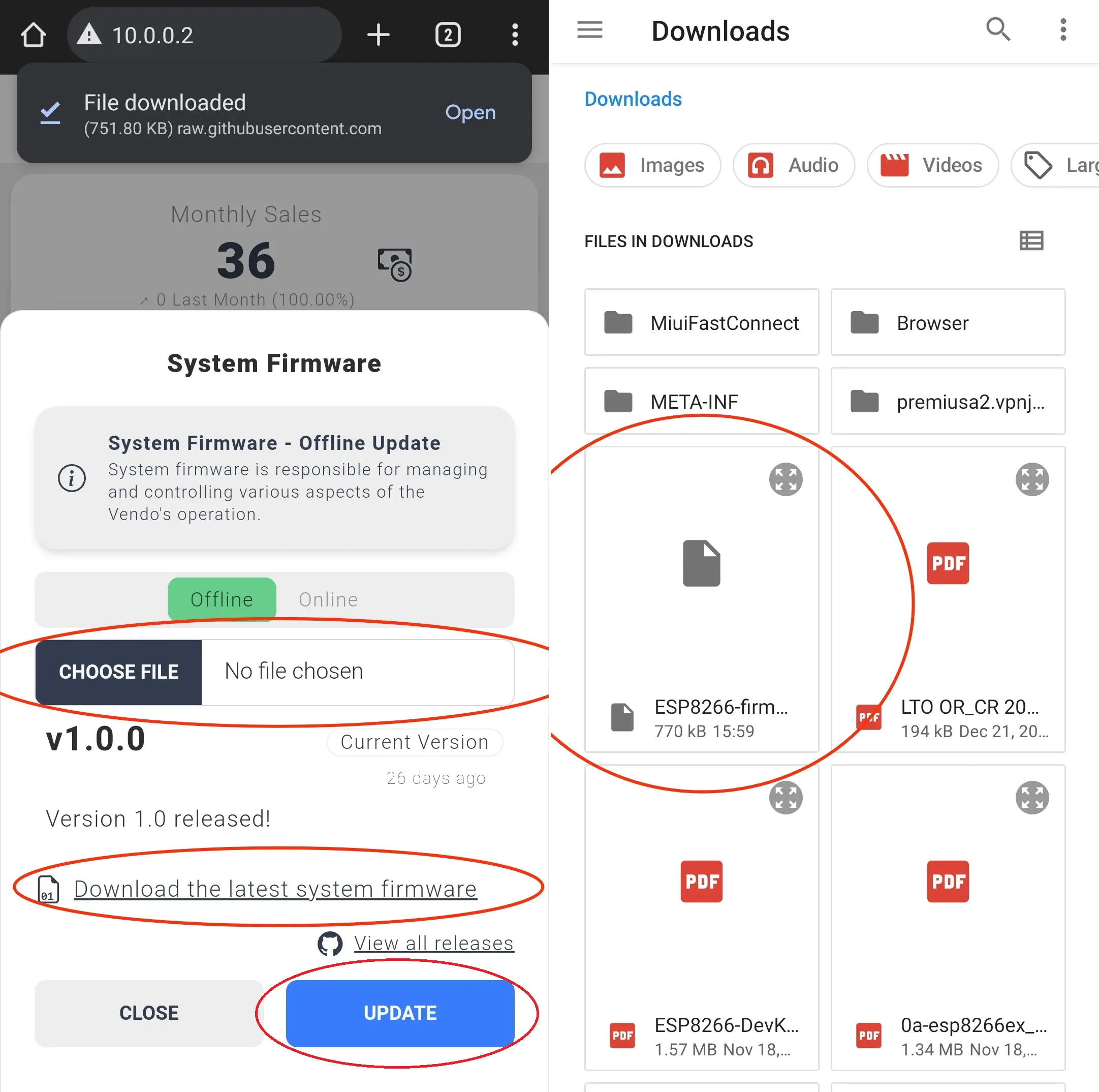 OTA system firmware ESP8266 offline updater