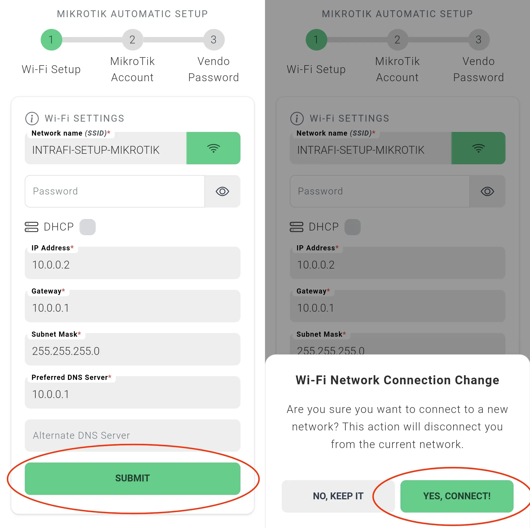 MikroTik with IntraFi configuration NodeMCU ESP8266 connect to a network