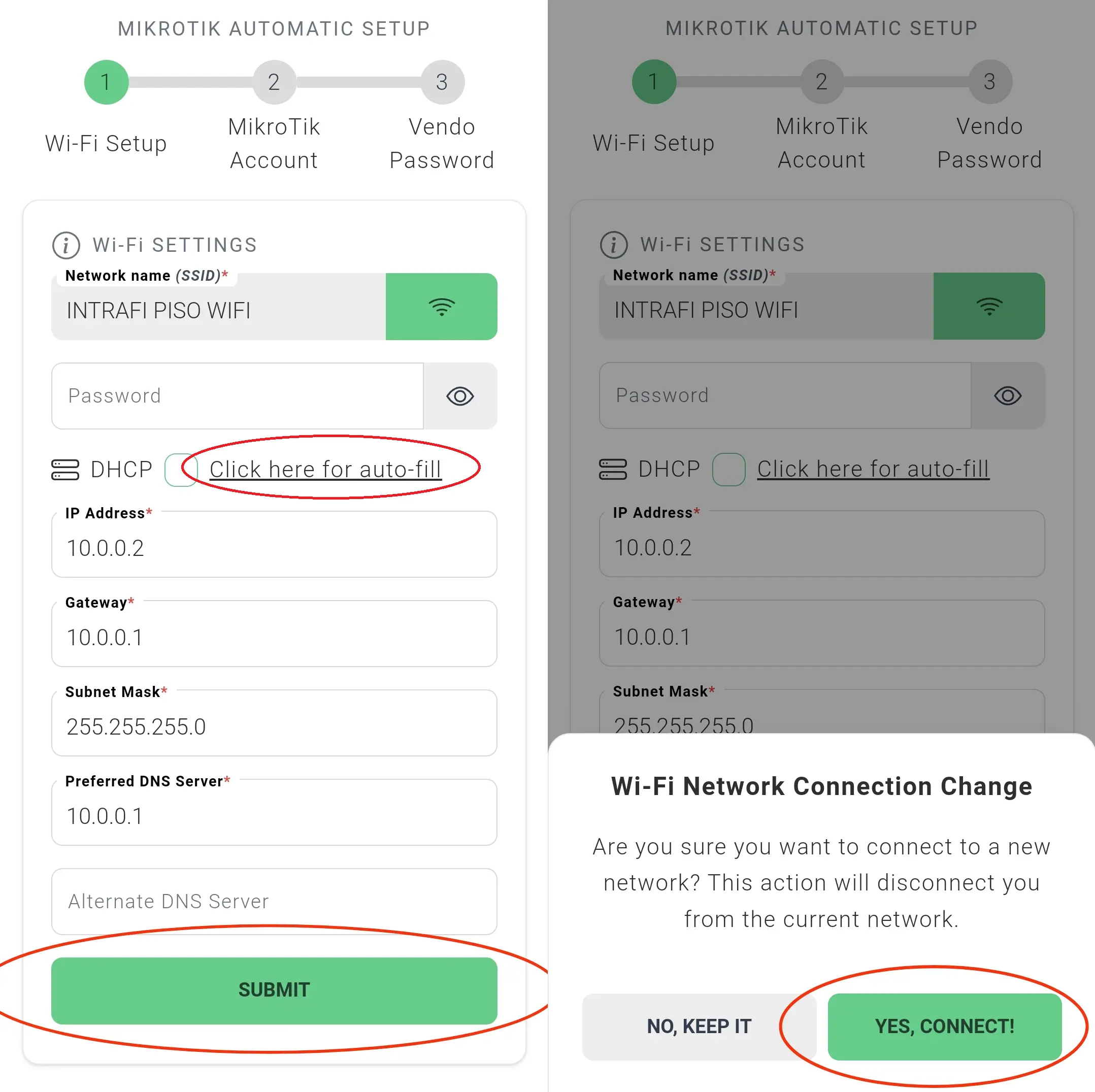 MikroTik with IntraFi configuration NodeMCU ESP8266 connect to a network using external antenna